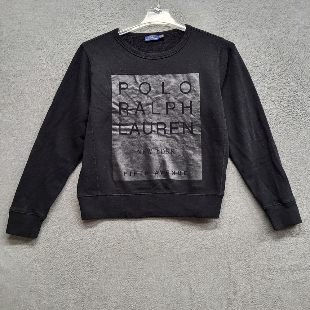 Polo Ralph Lauren Women Sweatshirt Medium Black Modern Logo‎ Pullover